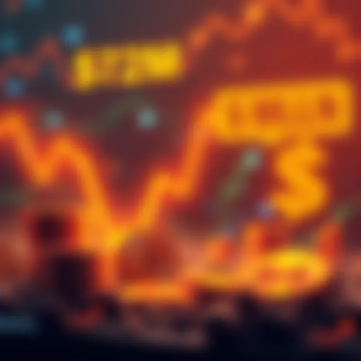 Crypto Market Liquidation A graphic showing a dramatic drop in cryptocurrency value as treasury yields rise, illustrating the $573 million liquidation. It features a downward trend line with crypto coins and dollar signs, high...