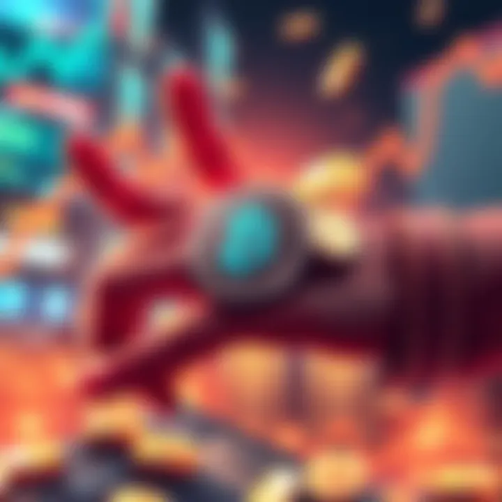 Illustration of a hand controlling coins representing cryptocurrency, symbolizing market manipulation by powerful entities.