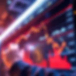 Graph showing a decline in cryptocurrency values amid rising tensions between Trump and Iran, with worried investors observing the changes.