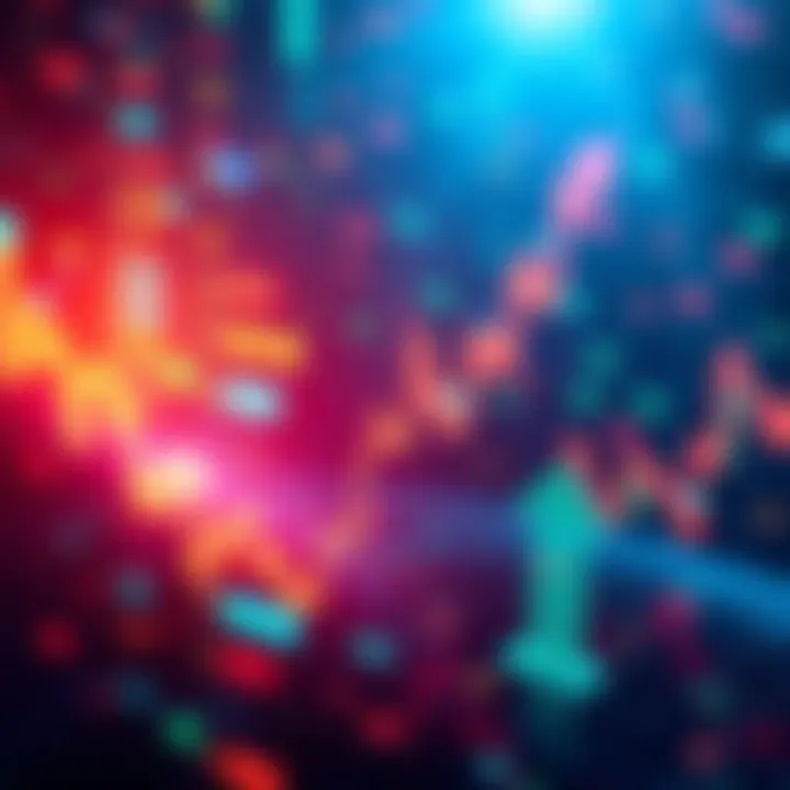 Crypto Market Surge A graph showing a sharp increase in cryptocurrency prices, with vibrant colors and upward arrows indicating growth.