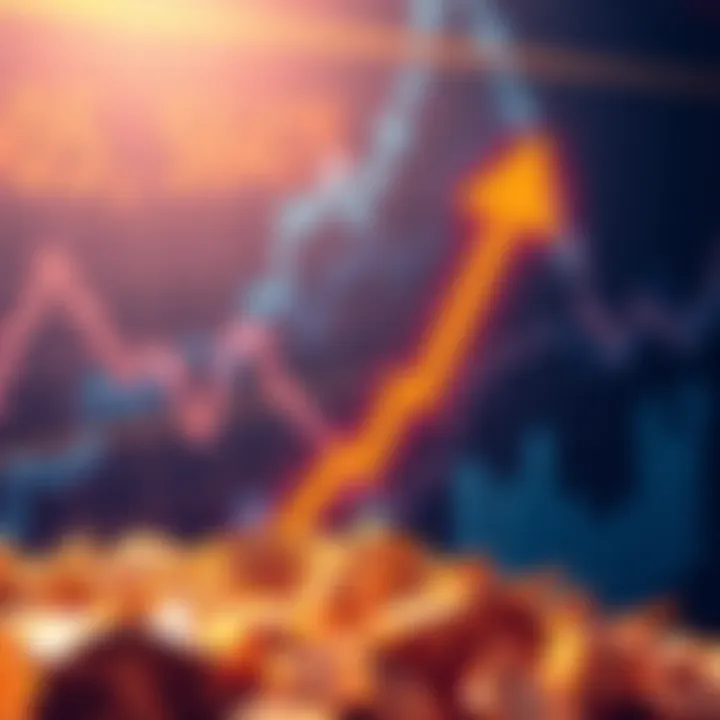 A graphic showing a downward trend in cryptocurrency prices with a hopeful upward arrow indicating potential gains.