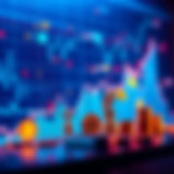 Graph showing rising cryptocurrency trends with symbols of popular coins