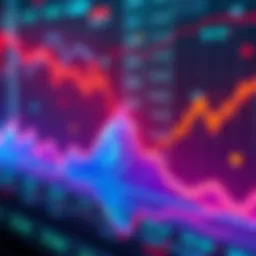 A graph showing upward and downward trends in cryptocurrency prices with a digital background.