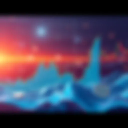 A chart showing a sharp decline followed by a steep rise in cryptocurrency values, symbolizing market crash and recovery.