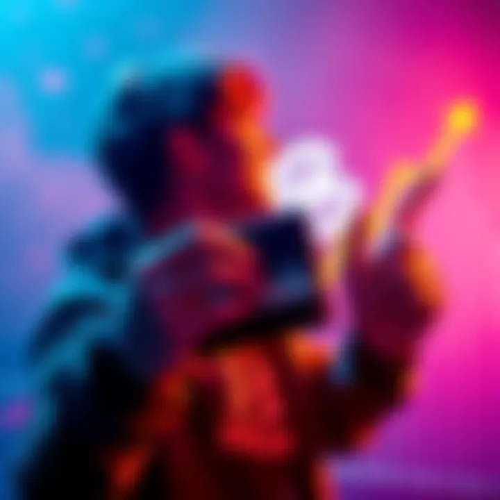 A person celebrating reaching a milestone in cryptocurrency accumulation, holding a digital wallet with HBAR logo in the background and a graph showing upward growth.