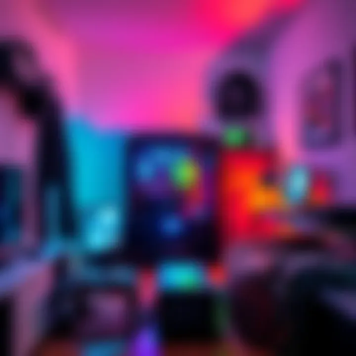An apartment room featuring a crypto mining rig with several graphics cards, surrounded by computer accessories, emphasizing a home mining environment.