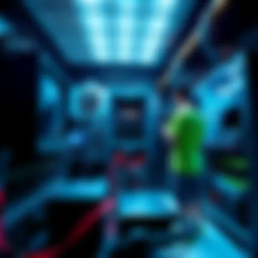 A collection of crypto mining rigs set up in a room, showcasing their cooling systems and hardware connections.