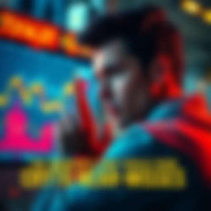 A person looking at a chart with rising and falling graphs, emphasizing missed opportunities in cryptocurrency investments.