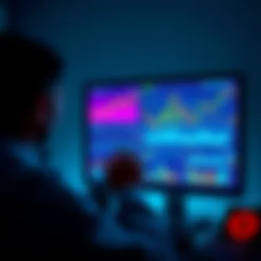 A person looking at a computer screen displaying various cryptocurrency charts and graphs, symbolizing passive income opportunities in crypto.