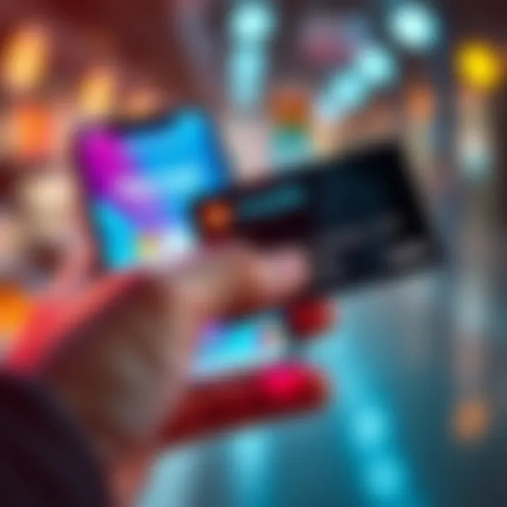 Crypto Payment Cards A close-up of a hand holding a crypto payment card with a digital wallet app on a smartphone in the background, symbolizing everyday purchases.