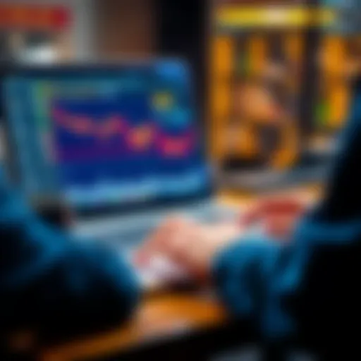 A person comparing different crypto payment provider options on a laptop, with charts and graphs visible on the screen.