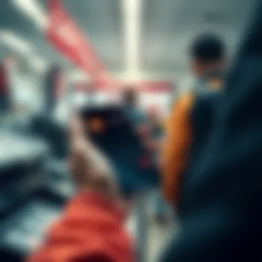 A person holding a smartphone displaying a cryptocurrency wallet while looking at a cash register, illustrating the challenge of cashing out for purchases.