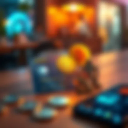 A shiny crypto prepaid card promoting cash back rewards and discounts, placed on a wooden table with coins and a smartphone nearby.