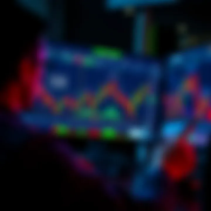 Profit Strategies in Crypto Market Dip A person analyzing cryptocurrency charts on a computer screen during a market drop, with graphs showing gains and losses.