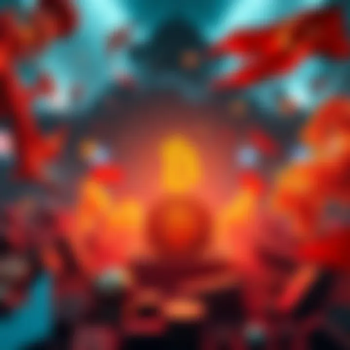 Crypto Coin Resilience A digital cryptocurrency coin standing strong amidst chaotic global conflict symbols, showcasing its stability in turbulent times.