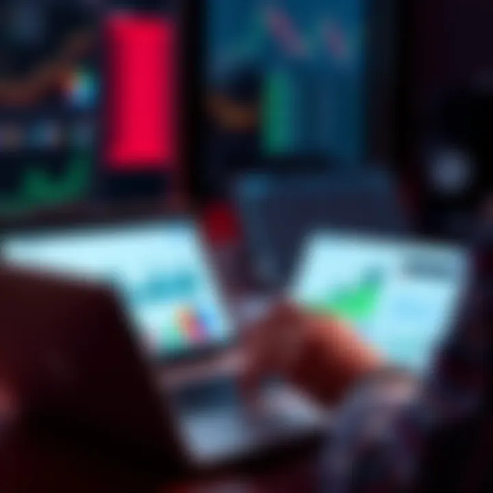 Crypto Savings Options A person analyzing flexible and fixed-term savings options for cryptocurrency on a laptop with graphs and charts