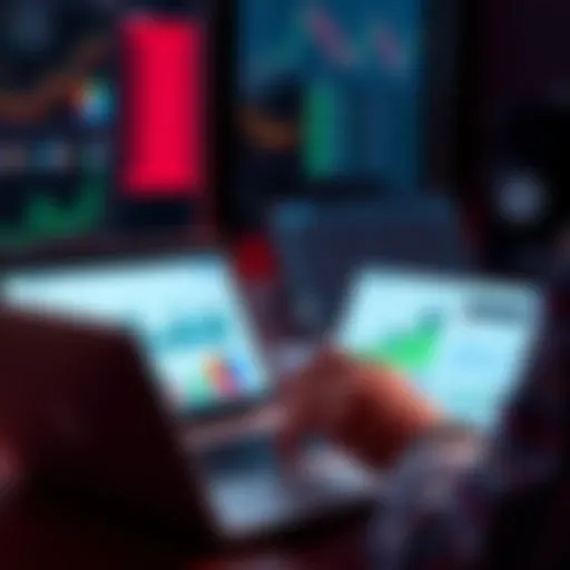 Crypto Savings Options A person analyzing flexible and fixed-term savings options for cryptocurrency on a laptop with graphs and charts