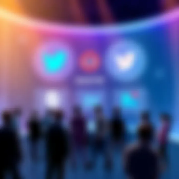 Illustration showing logos of alternative crypto social platforms like Farcaster, Lens, and Nostr with people discussing in a digital space.