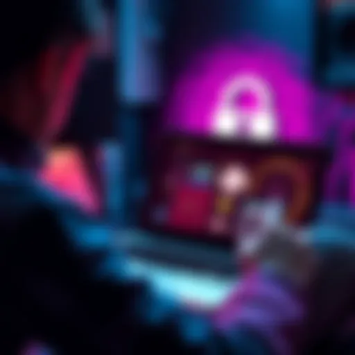 A person exploring different software wallets on a laptop with a secure lock icon in the background