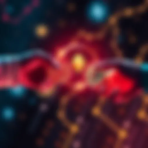 A visual representation of cryptocurrency being swapped across different networks without account setups. Coins exchange hands between digital wallets with arrows indicating movement.