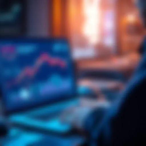 A person analyzing cryptocurrency transactions and tax implications on a laptop with charts and graphs displayed.