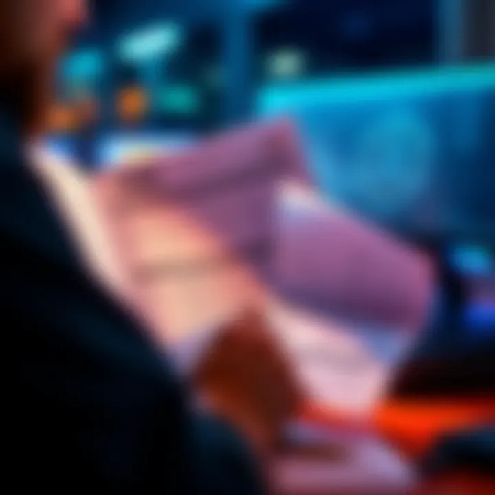 Documents for Crypto Taxes A person reviewing tax documents including Form 1099-DA and Form 8949 related to cryptocurrency profits.