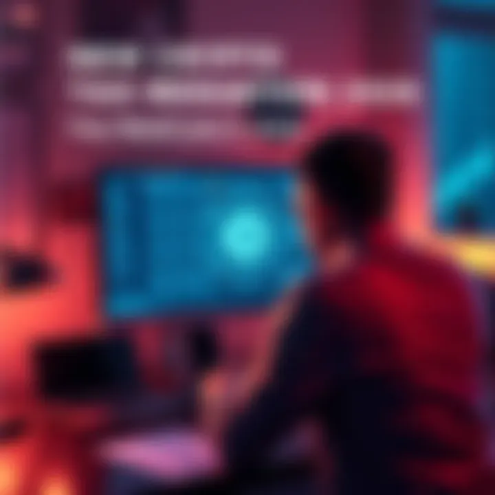 A person looking at a digital screen with cryptocurrency symbols and tax documents on the desk