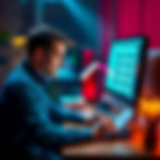 A person working on a computer with crypto tax documents, showing confusion while seeking help online.