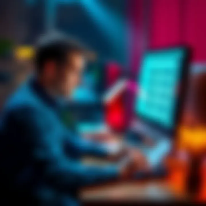 A person working on a computer with crypto tax documents, showing confusion while seeking help online.