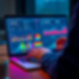 Crypto Tax Software A person analyzing crypto tax software on a laptop with graphs and charts displayed, focusing on compliance with IRS guidelines.