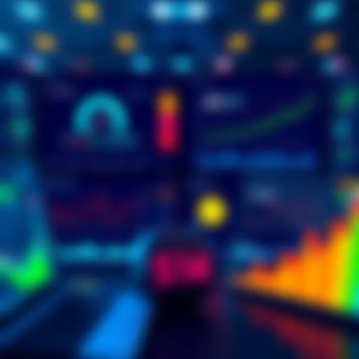 A digital representation of various crypto tax software dashboards showing graphs and tax calculations