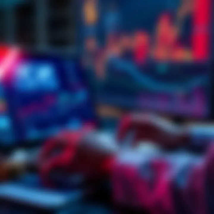 A person using a laptop to convert stablecoin payments into fiat currency while looking at charts and graphs