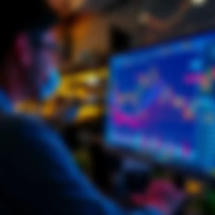 A person looking at cryptocurrency charts on a computer screen, following successful traders for investment insights.
