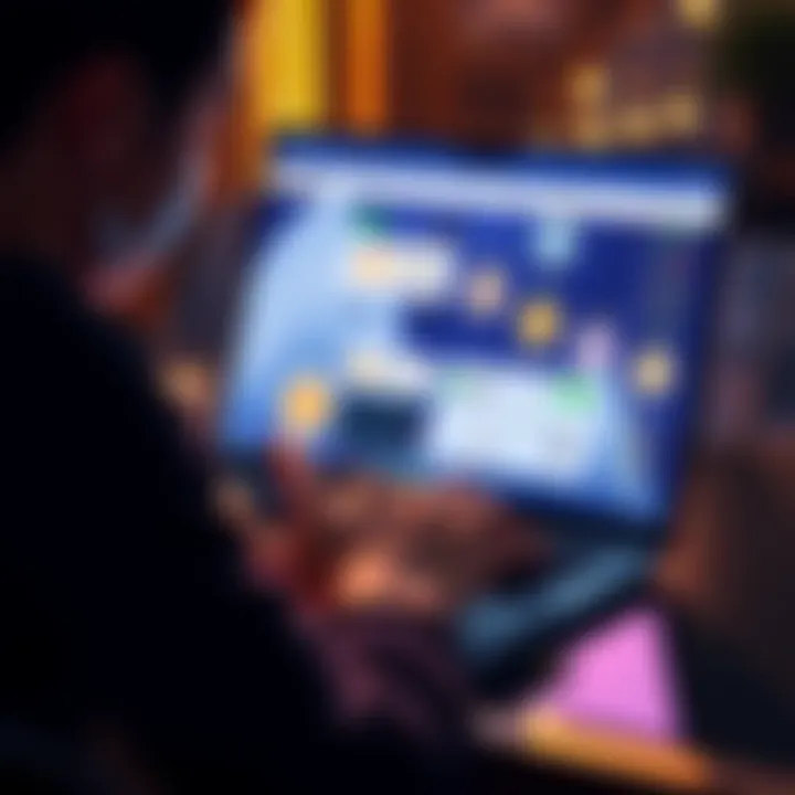 Crypto Trading Alternatives A person browsing various cryptocurrency platforms on a laptop, considering options for trading and earning interest on altcoins in Europe.