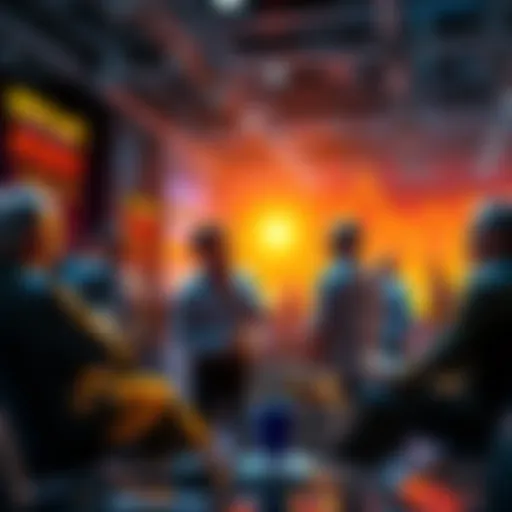 A group of people discussing cryptocurrency trading tips and strategies