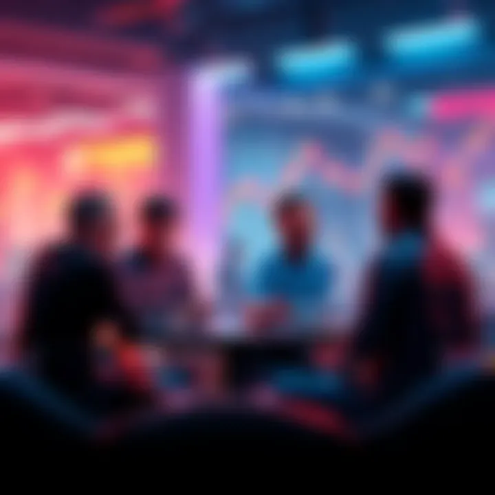 A group of people engaging in a cryptocurrency trading discussion, sharing tips and insights.
