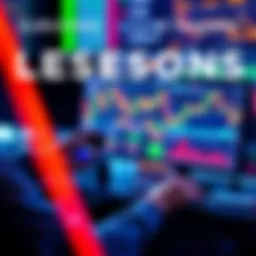 Crypto Trading Lessons A person analyzing charts and crypto assets on a computer screen, reflecting on lessons learned in trading and investment strategies.