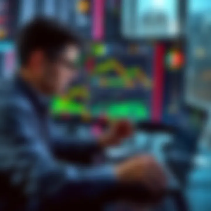 A trader looking at multiple crypto exchange charts on a laptop, showing insights and data analysis