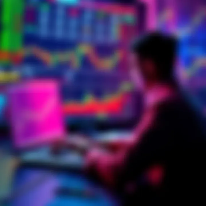 Person analyzing crypto charts on a laptop with a $5000 budget