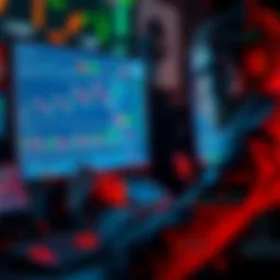 Crypto Trading Strategies A trader analyzing charts and graphs on a computer screen, focused on making informed decisions in crypto trading, surrounded by financial symbols and market trends.