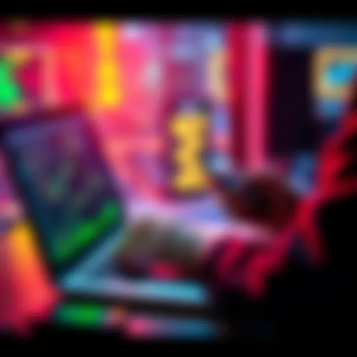 A person makes a cryptocurrency transaction using a laptop and smartphone, illustrating remote trading options.