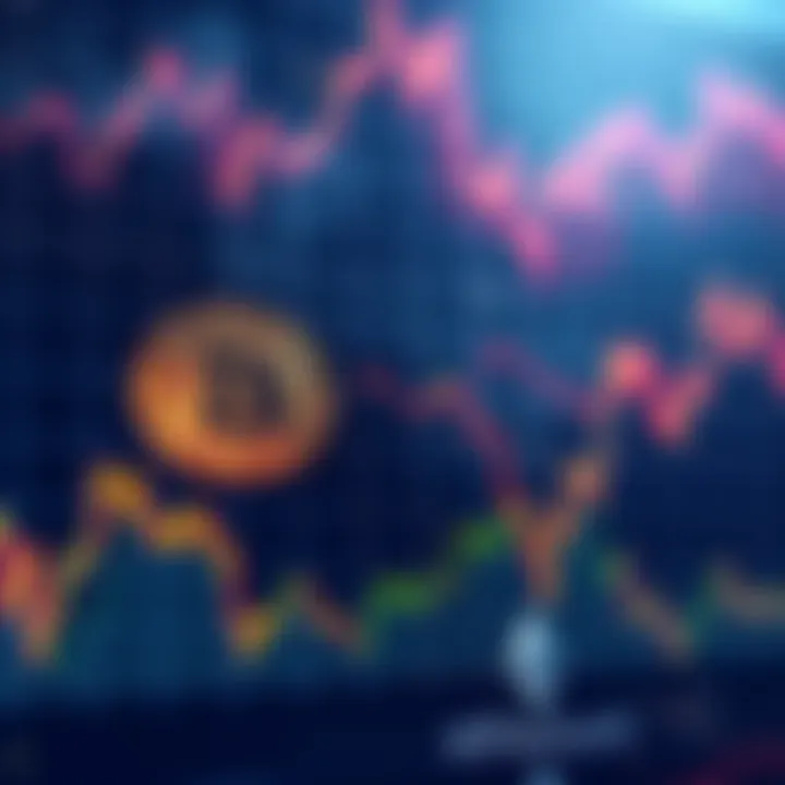 Financial chart showing Bitcoin and Ethereum trends A financial chart illustrating the downward trend of Bitcoin alongside the stability of Ethereum, with focus on cryptocurrency market movements.