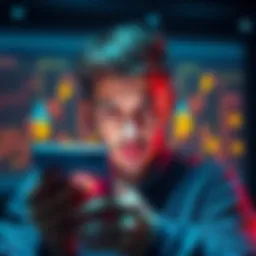 A person looking confused while using a smartphone with cryptocurrency symbols on the screen, representing the debate between usability and trust issues in crypto.