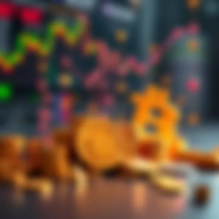 A visual representation of the debate between cryptocurrency and traditional investments like stocks and gold, featuring symbols for each category.