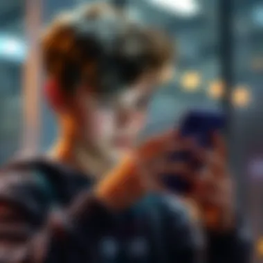 Young person holding a smartphone with crypto wallet app open An 18-year-old looking at a crypto wallet app on their smartphone, focused on securing digital assets