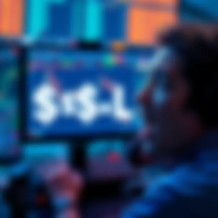 Crypto Wallet Loss A shocked trader looking at a screen showing an empty crypto wallet with symbols for $SOL and $ETH fading away.