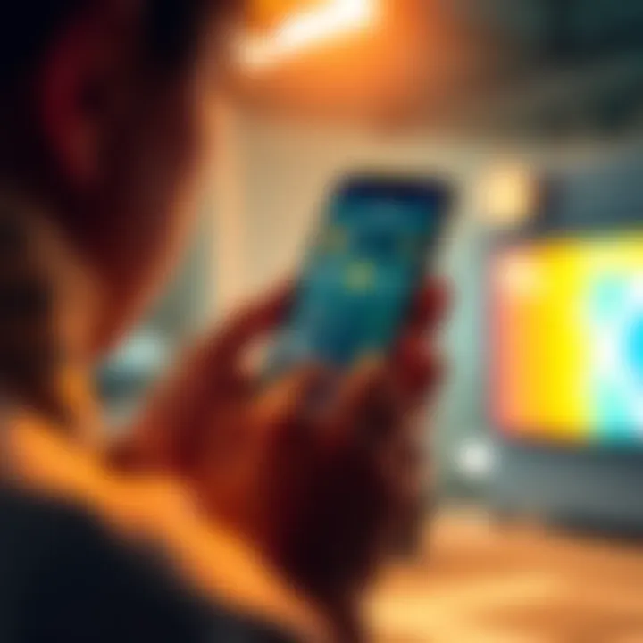 A person looking at their smartphone with a cryptocurrency wallet app open, showing various coins and balances.