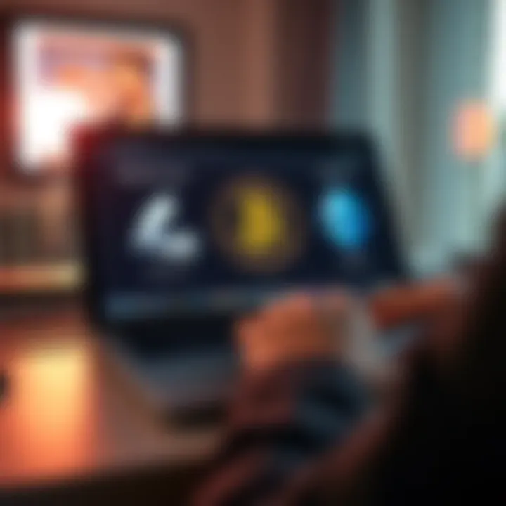 Person viewing online wallets Electrum and Exodus on a laptop, comparing cryptocurrency storage options