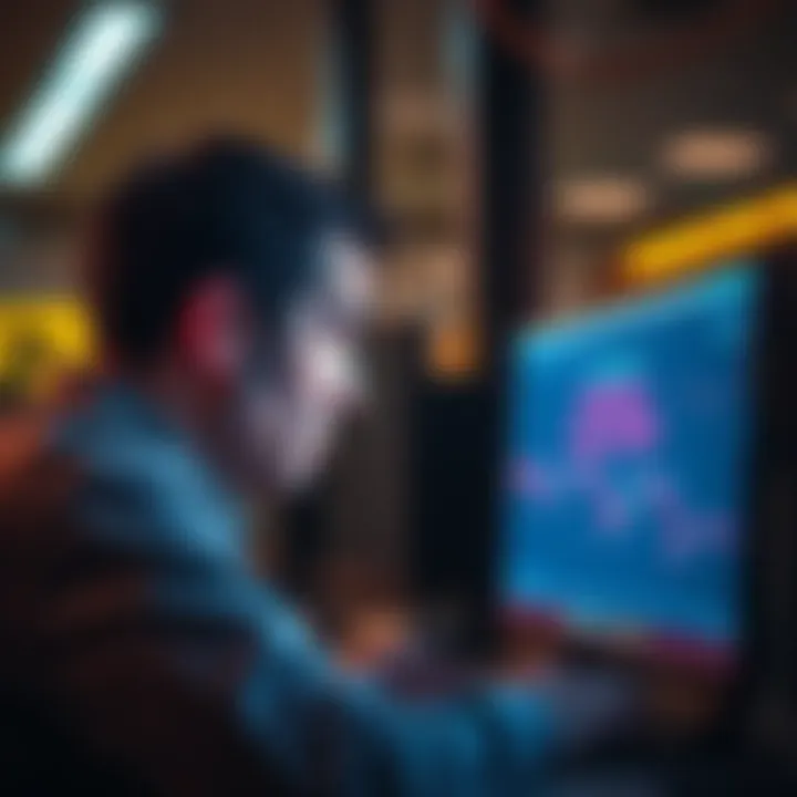 Individual looking at a computer screen showing a withdrawal delay message on a crypto exchange