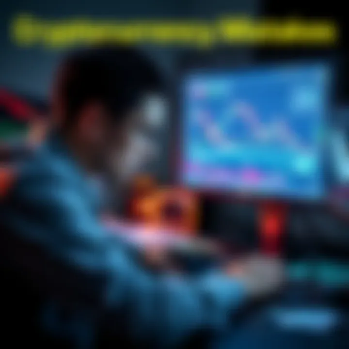 A person looking stressed while analyzing cryptocurrency charts on a computer screen, surrounded by notes and coffee, highlighting the challenges beginners face.